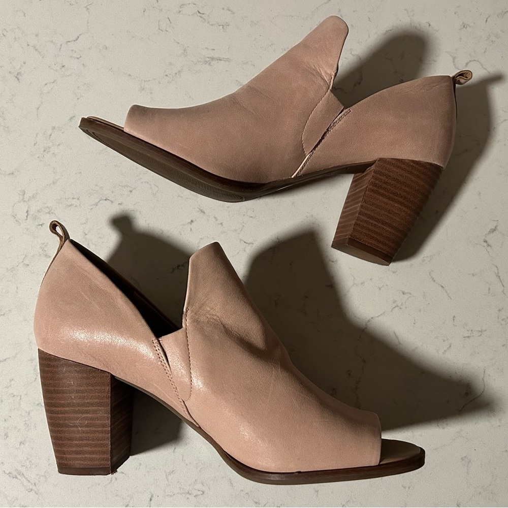 Lucky Brand Jachai Open Toe Ankle Boots Block Heel Leather Sandals Size 9/40 - Picture 6 of 15